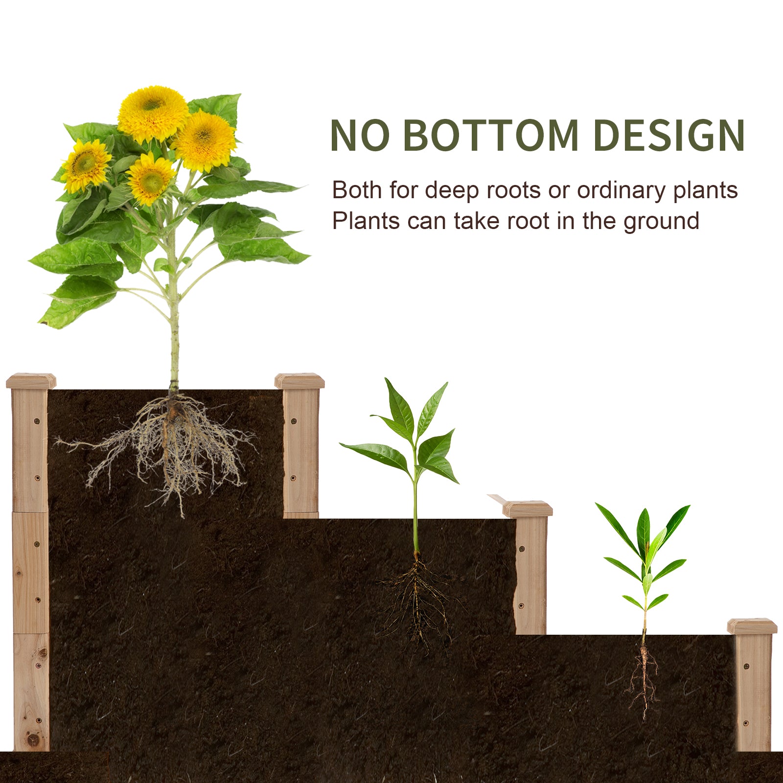 3-Tier Wooden Raised Bed Planter