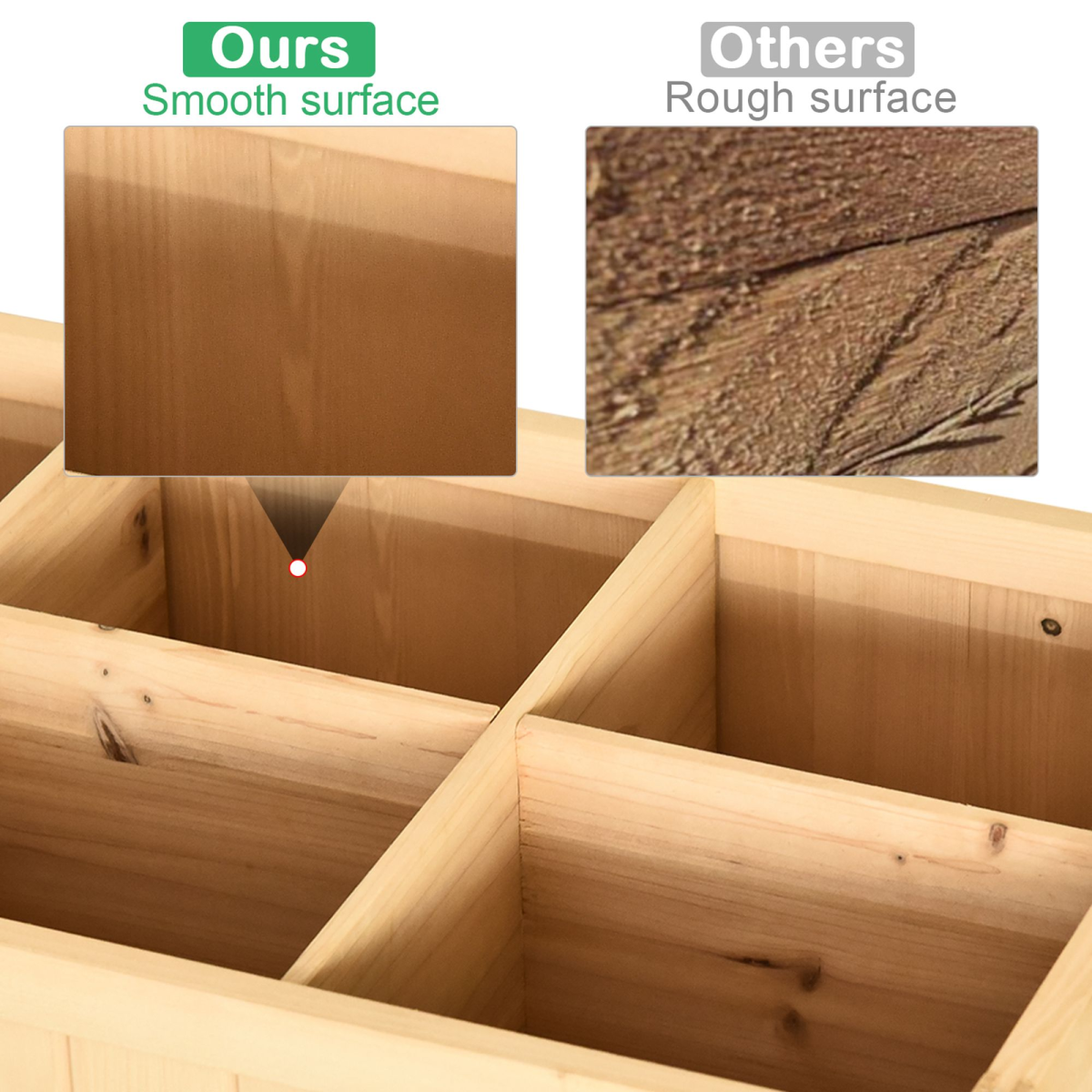 8-Cube Fir Wood Raised Stand Planter with Oak Finish