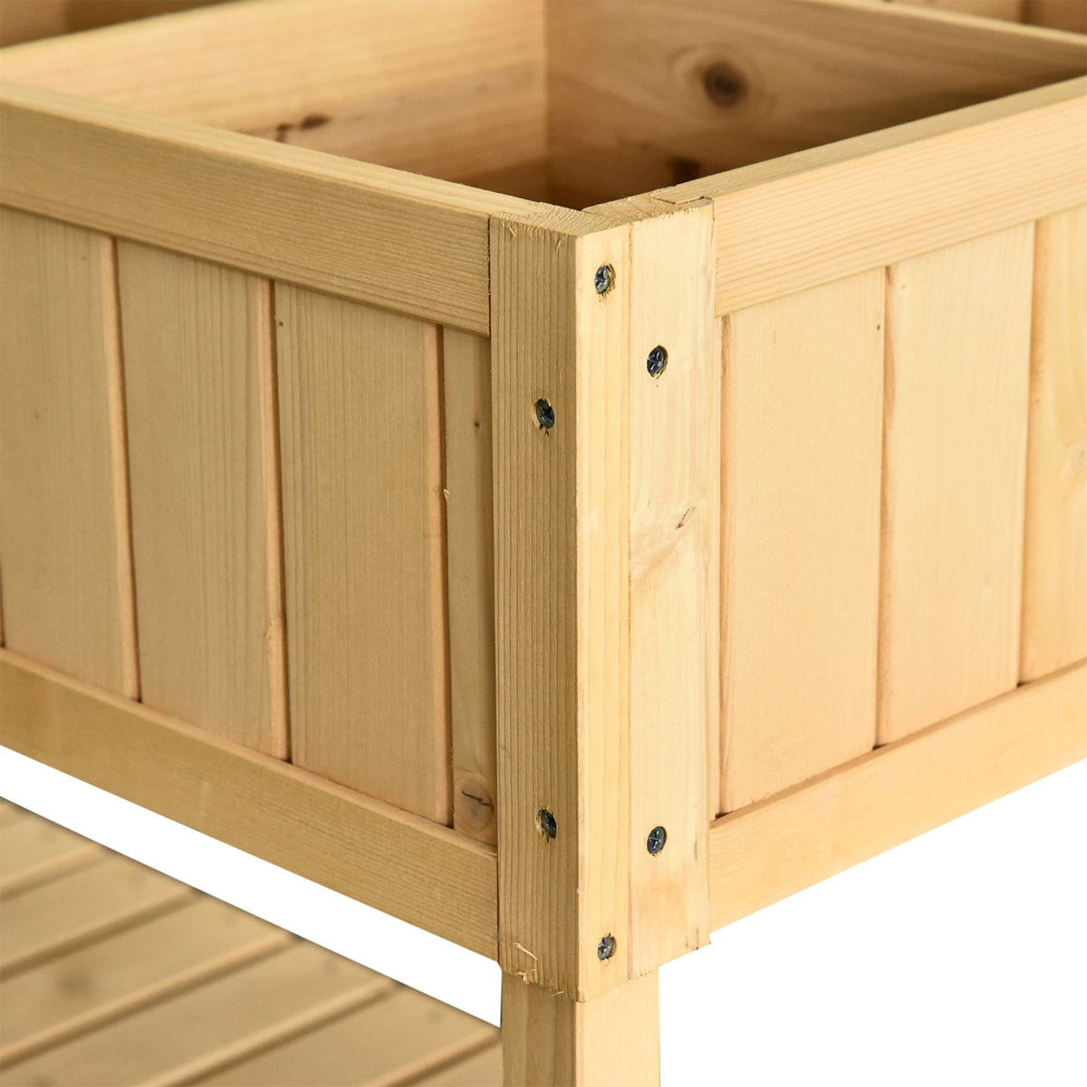 8-Cube Fir Wood Raised Stand Planter with Oak Finish