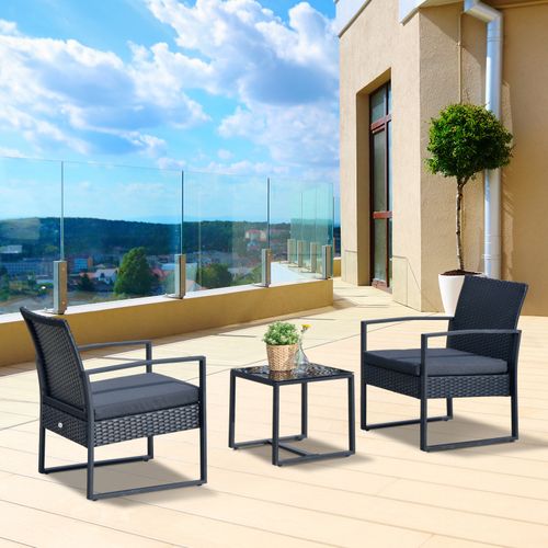 Chic 3-Piece Rattan Patio Bistro Table Chair Dining Set